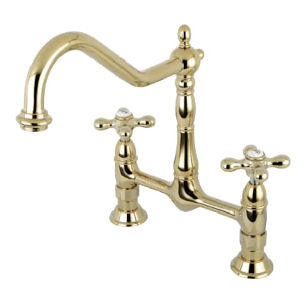 KS1172AX Heritage Bridge Kitchen Faucet, Polished Brass